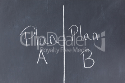 Blackboard divided into two plans