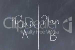 Blackboard divided into two plans