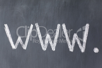 Blackboard with letters "www" written on it