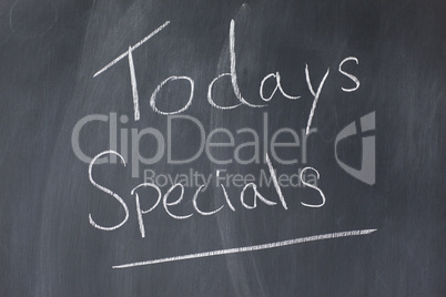 Blackboard with words "todays specials" written on it