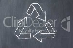 Vector recycle symbol on a blackboard