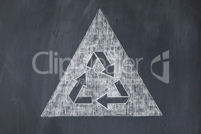 Recycle symbol on a white background on a blackboard