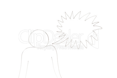 Character with a empty bubble for message on a white background