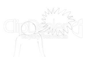 Character with a empty bubble for message on a white background