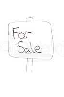 Drawn sign with words "for sale" written on it