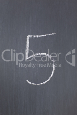 Blackboard with "5" written on it