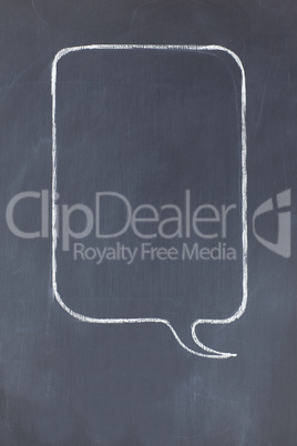 Empty rectangular speech bubble on a blackboard