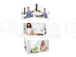 Montage of people enjoying in their kitchen