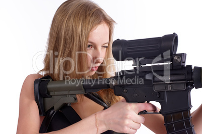 Pretty woman with rifle