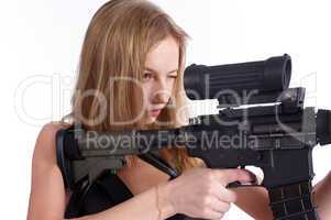 Pretty woman with rifle