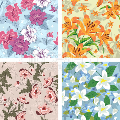 seamless floral pattern set