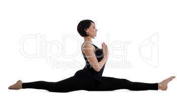 woman sit in yoga pose - Hanumanasana isolated