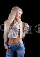 Attractive blond woman with long hair