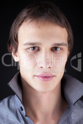 Serious man close-up portrait