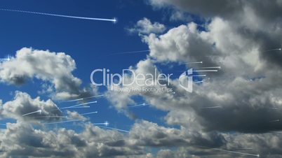 Clouds with flying asterisks