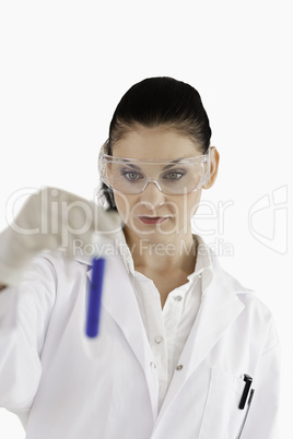 Isolated scientist conducting an experiment