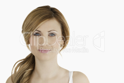 Attractive blond-haired woman looking at the camera