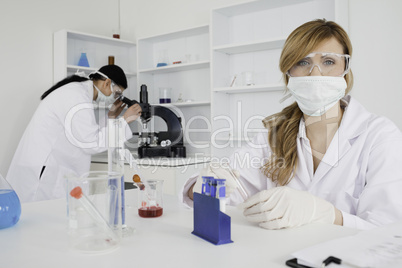 Female scientist conducting an experiment