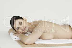 Pretty dark-haired woman relaxing