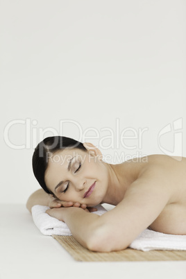 Lovely dark-haired woman relaxing