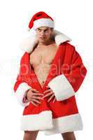 Sexy muscular man wearing a Santa Claus hat