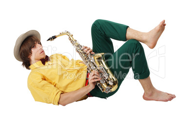 Man with a sax musical instrument