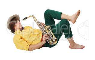 Man with a sax musical instrument