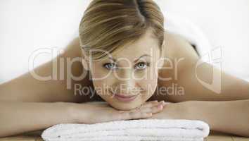 Cute blond-haired woman relaxing