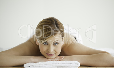 Lovely blond-haired woman relaxing