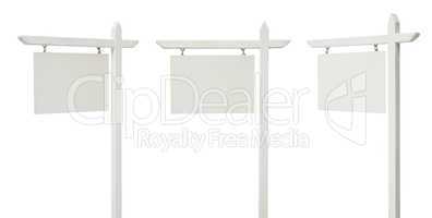 Set of 3 Different Angled Blank Real Estate Signs on White