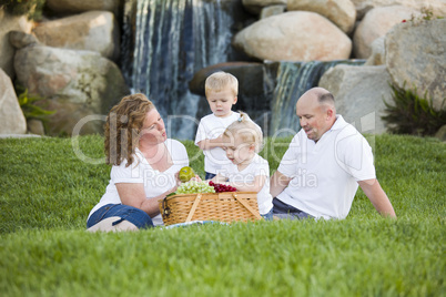 Happy Young Family Enjoy Picnic in Park