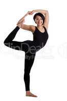 woman stand in yoga Dancer Pose - funky version