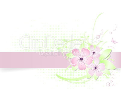 Flower with blank banner - Blumen mit leerem Spruchband