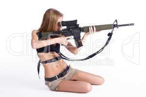 Pretty woman with rifle