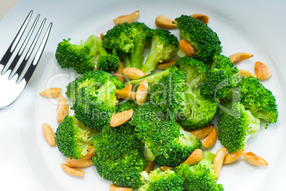 fresh sauteed broccoli and almonds