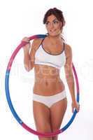 women exercise hula hoop