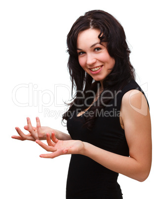 Woman explaining something gesturing with hands