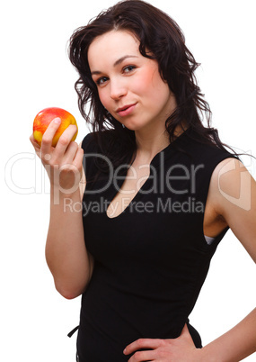 Young attractive woman with red apple