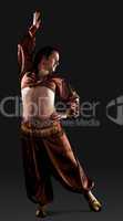 Man dance in brown traditional arabian costume
