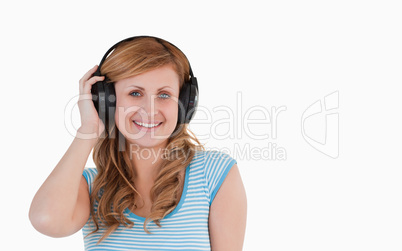 woman with earphone