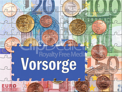 Vorsorge - Konzept mit Euros