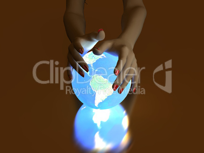 Hand and Luminous globe