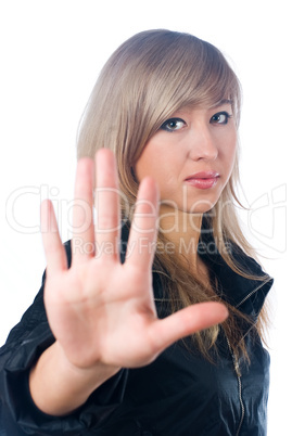 Girl with stop gesture