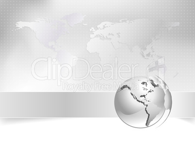 Business concept, background with silver globe and world map - Business Konzept, Hintergrund mit silberner Weltkugel und Weltkarte