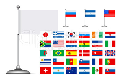 Flag set on white background