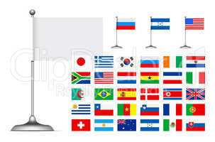 Flag set on white background