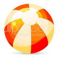Bright Beach Ball, Isolated On White Background, Vector Illustra