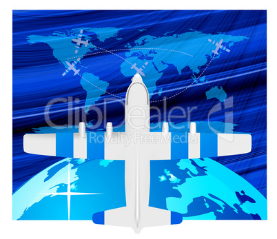 Travel illustration plane on map