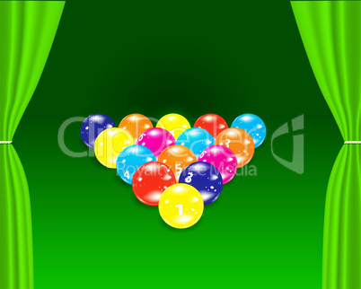 Billiards balls on the green table