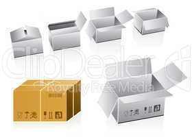 set of vector cardboard boxes